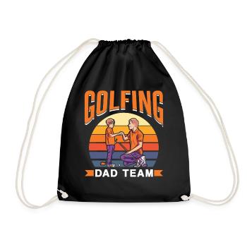 Golf Father Team Golfer Golfing Papa Papi Father Day - Drawstring Bag - black - Front