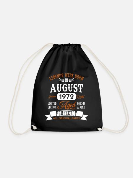 Born August 1972 Legends Birthday Gift - Drawstring Bag - black