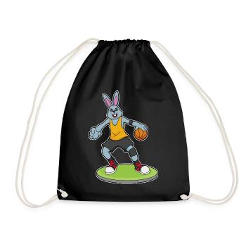 Bunny Basketball Player Basketball - Drawstring Bag - black - Front