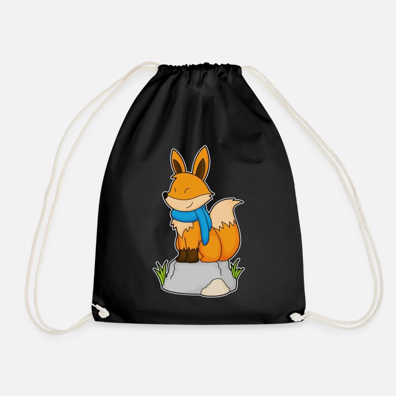Fuchs mit Schal auf Felsen - Turnbeutel - Schwarz