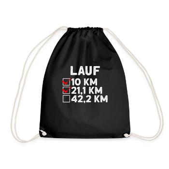 Lauf 21,1 km - Halbmarathon Läufer Joggen - Turnbeutel - Schwarz - Vorne