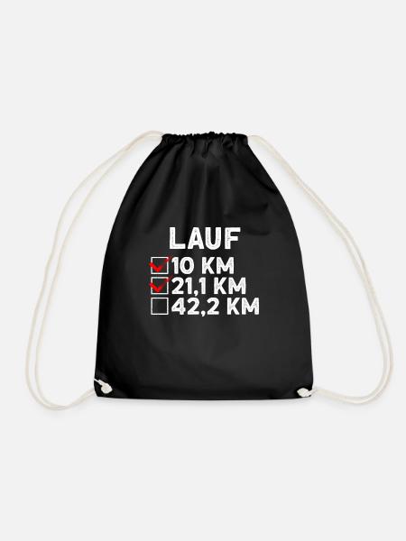 Lauf 21,1 km - Halbmarathon Läufer Joggen - Turnbeutel - Schwarz