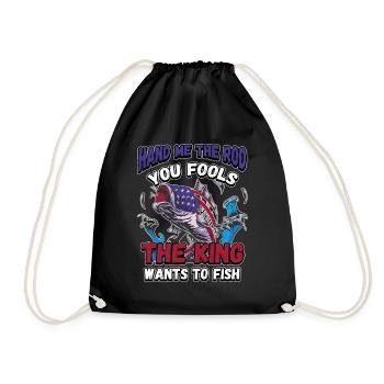Hands Me The Rod Fools The King Will Fishing - Drawstring Bag - black - Front