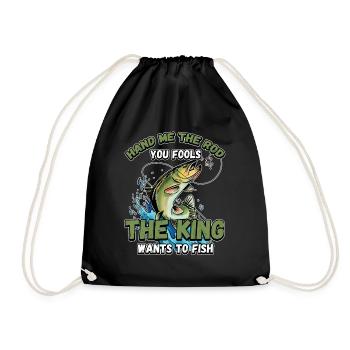 Hands Me The Rod Fools The King Will Fishing - Drawstring Bag - black - Front