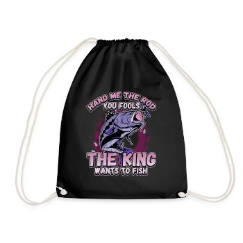 Hands Me The Rod Fools The King Will Fishing - Drawstring Bag - black - Front