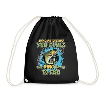 Hands Me The Rod Fools The King Will Fishing - Drawstring Bag - black - Front