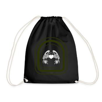 Angel Wings Heart Halo Shirt, Angel Mama, - Drawstring Bag - black - Front