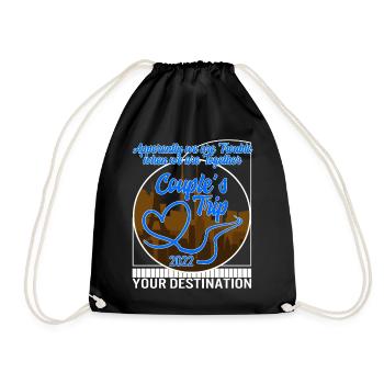 Couple's Trip 2022 Shirt, We Are Trouble When We - Drawstring Bag - black - Front