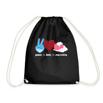 Soap Making Crafting Peace Love - Drawstring Bag - black - Front