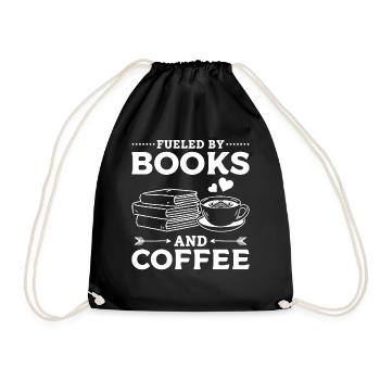 Fueled By Books And Coffee Book Reading Book Lover - Drawstring Bag - black - Front
