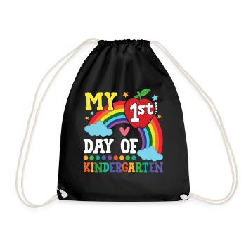 My First Day Of Kindergarten Colorful Rainbow - Drawstring Bag - black - Front