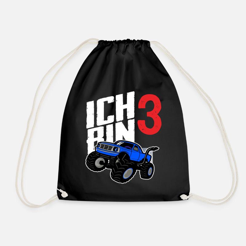 Monstertruck 3. Geburtstag Jungs Geschenk - Turnbeutel - Schwarz