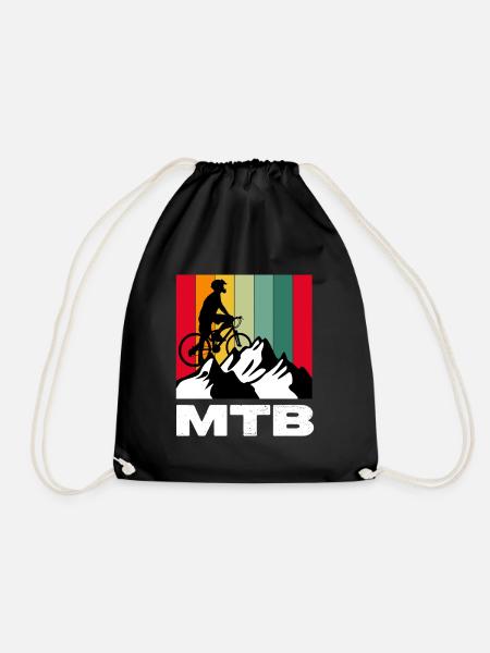 Mountainbike MTB Fahrrad Radfahrer Berge - Turnbeutel - Schwarz