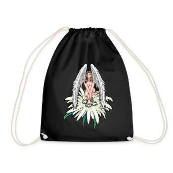 Heavenly Angel Edelweiss Austria Guardian Angel - Drawstring Bag - black - Front