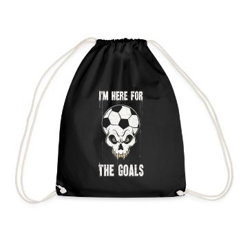 I'm here for goals football fan skull - Drawstring Bag - black - Front