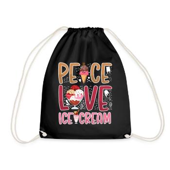 Cône de crème glacée Peace Love Ice - Sac de sport léger - noir - Devant