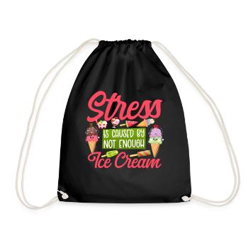 Ice Cream Cone Popsicle Stress Is - Drawstring Bag - black - Front