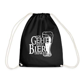 Bier trinken Saufen Party Urlaub Feiern Alkohol - Turnbeutel - Schwarz - Vorne