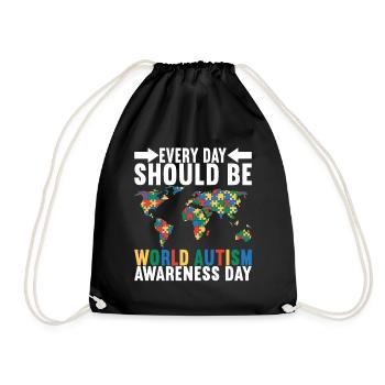 Autistic Autism Autistic - Drawstring Bag - black - Front