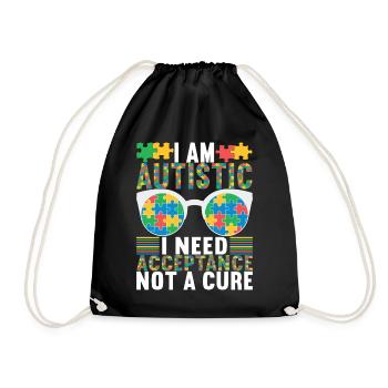 Autistic Autism Autistic - Drawstring Bag - black - Front