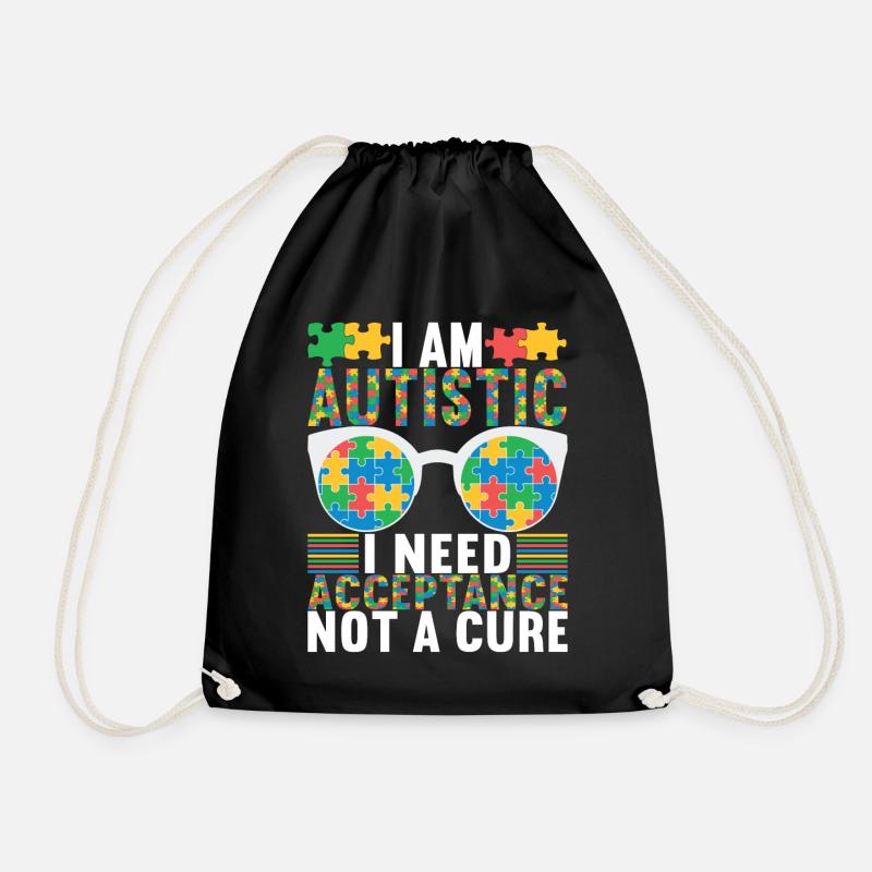 Autistic Autism Autistic - Drawstring Bag - black