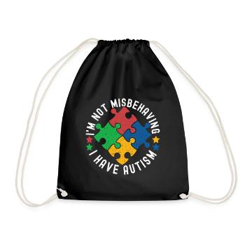 Autistic Autism Autistic - Drawstring Bag - black - Front