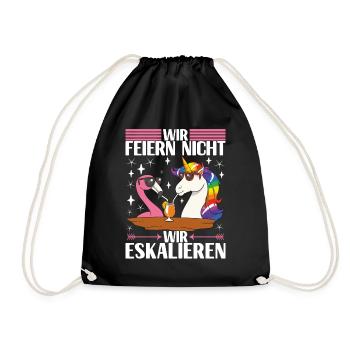 Saufen Party Alkohol Wein - Turnbeutel - Schwarz - Vorne