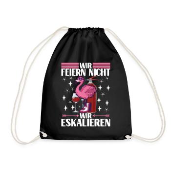Saufen Party Alkohol Wein - Turnbeutel - Schwarz - Vorne