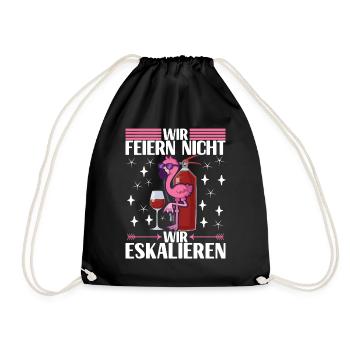 Saufen Party Alkohol Wein - Turnbeutel - Schwarz - Vorne