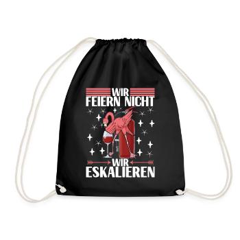 Saufen Party Alkohol Wein - Turnbeutel - Schwarz - Vorne