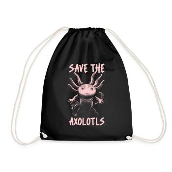 Axolotl cute animals kawaii anime save the axolotl - Drawstring Bag - black - Front