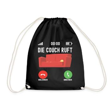 Faulheit Faulenzer Langschäfer Couch - Turnbeutel - Schwarz - Vorne