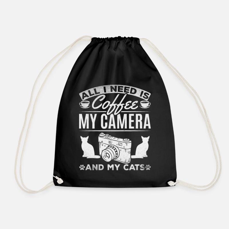 All I need is coffee, my camera and - Drawstring Bag - black