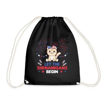 Joyeux 4ème chat mignon avec feux d’artifice Amérique - Sac de sport léger - noir - Devant