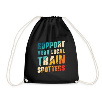 Train Trainspotter Locomotive Hobby Trainspotting - Drawstring Bag - black - Front