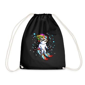 Vacances au ski Voyage Snowboard Licorne Conte de fées - Sac de sport léger - noir - Devant