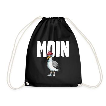 Plattdeutsche Möwe Moin Spruch Nordsee Liebhaber - Turnbeutel - Schwarz - Vorne