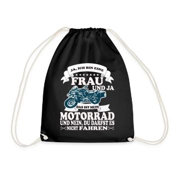 FRAU Motorrad Motorradfahrer Biker Feuerstuhl Bike - Turnbeutel - Schwarz - Vorne