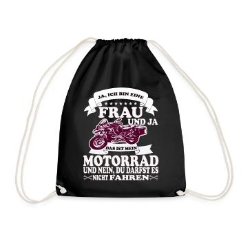 Motorrad Motorradfahrerin Biker Feuerstuhl Bike - Turnbeutel - Schwarz - Vorne
