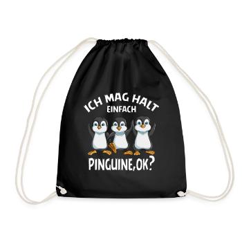 Ich mag halt einfach Pinguin ok Kaiserpinguin - Turnbeutel - Schwarz - Vorne