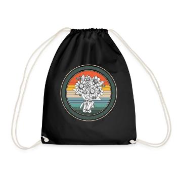 Floral Bouquet Shirt, Vintage Retro Flower Lover - Drawstring Bag - black - Front