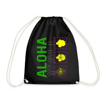 Chemise de plage, Aloha Y' All Floral Tee, Amoureux de la plage - Sac de sport léger - noir - Devant