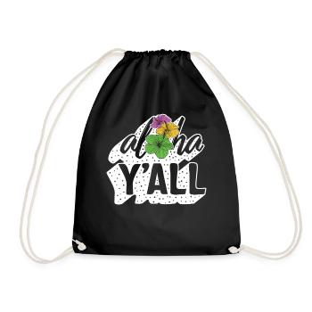 Chemise de plage, Aloha Y' All Floral Tee, Amoureux de la plage - Sac de sport léger - noir - Devant