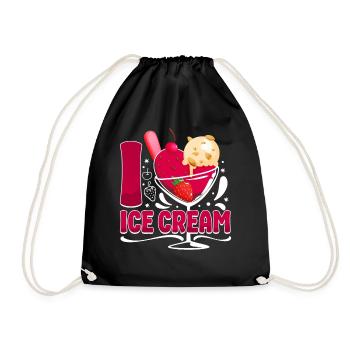 Crème glacée Coeur J’aime la crème glacée - Sac de sport léger - noir - Devant