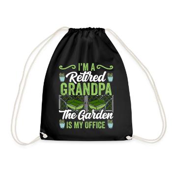 I'm a retired grandpa gardening gardening - Drawstring Bag - black - Front