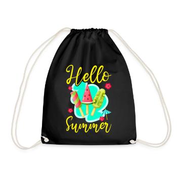 Ice Cream Popsicle Hello Summer - Drawstring Bag - black - Front