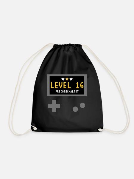 Level 16 freigeschaltet! Gamer Spieler Zocker - Turnbeutel - Schwarz