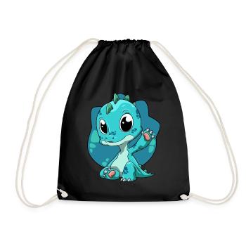 Niedlicher Dino Dinosaurier Kinder - Turnbeutel - Schwarz - Vorne