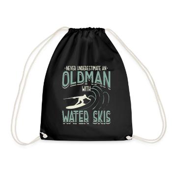 Never Underestimate An Old Man With Water Ski - Drawstring Bag - black - Front