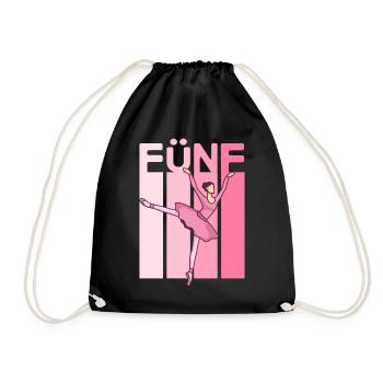 5. Geburtstag Mädchen Ballerina Design Ballett - Turnbeutel - Schwarz - Vorne